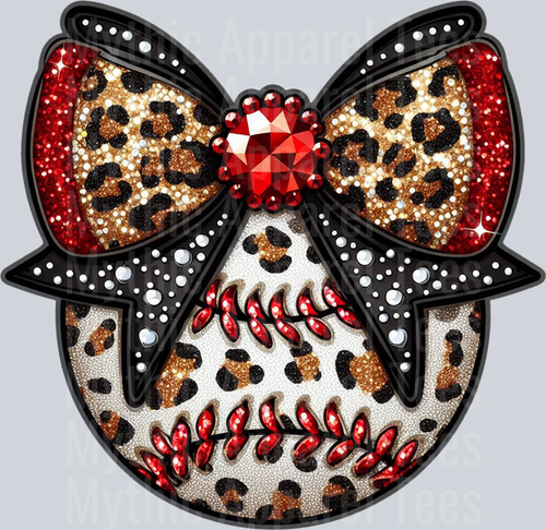 Leopard Baseball Glitter and Rhinestone School Spirit & Sports