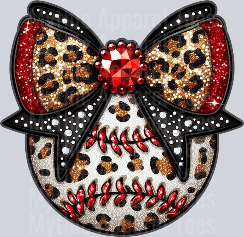 Leopard Baseball Glitter and Rhinestone School Spirit & Sports
