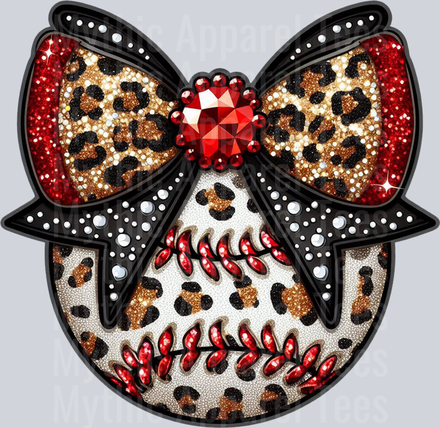 Leopard Baseball Glitter and Rhinestone School Spirit & Sports