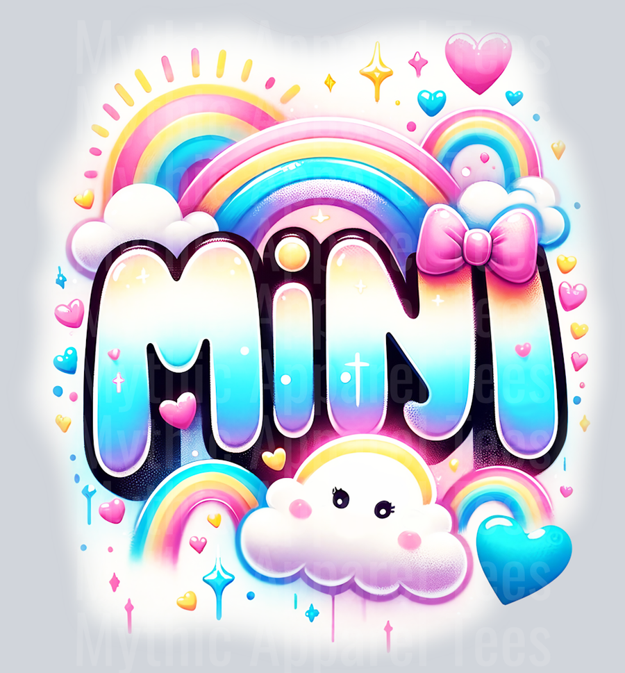 Mini pink and blue rainbow purple and green DTF MOM Transfers