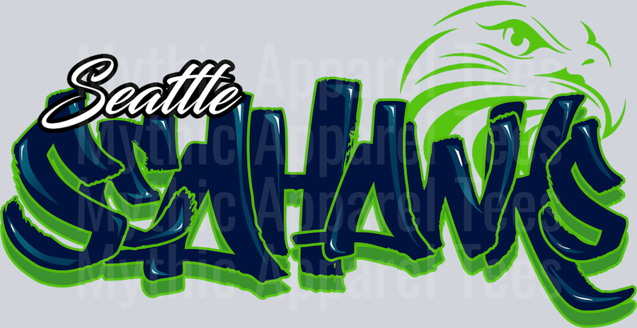Seahawks Tri Color Airbrush DTF NFL Transfers