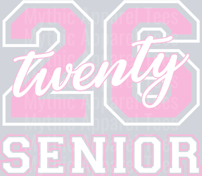 Senior Class of 2026 Graduation Arched Varsity Pink Letters Pullover Hoodie