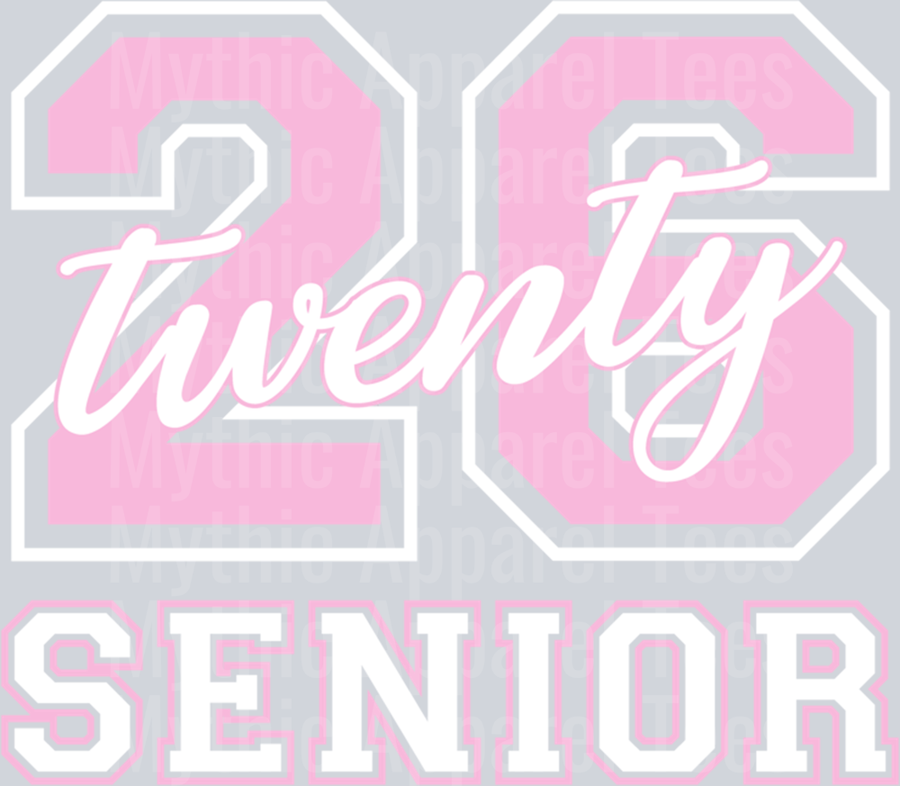 Senior Class of 2026 Graduation Arched Varsity Pink Letters Pullover Hoodie