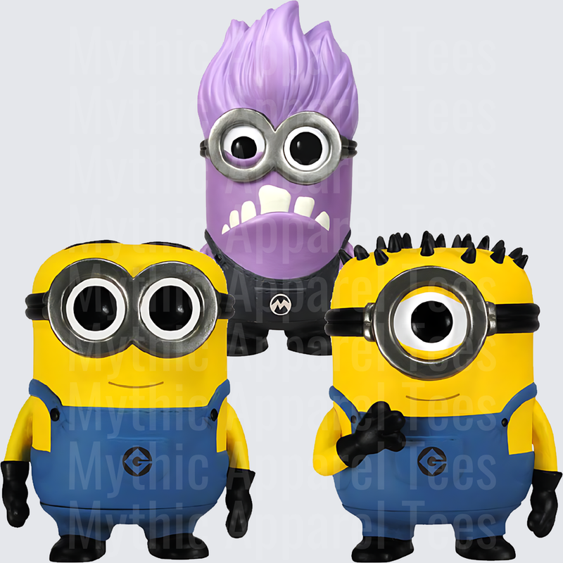 Minnions Trio Evil Purple and Yellow Despicable Me Characters