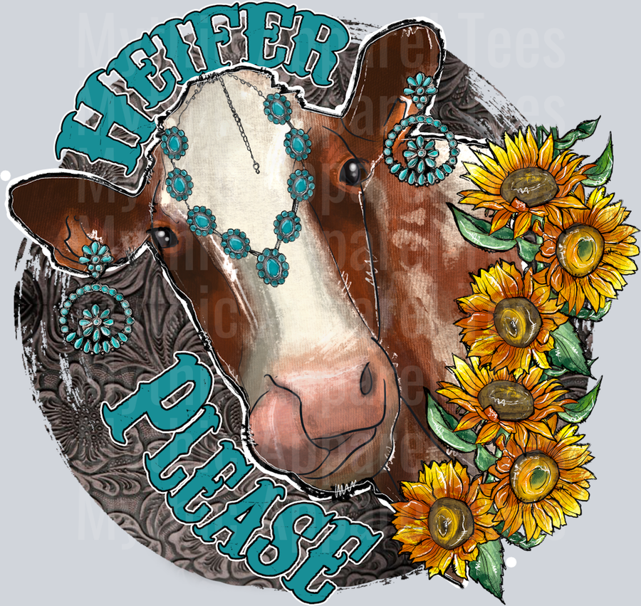 Heifer Please Cow and Sunflower Western