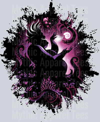Ursula Disney Villain Dark Silhouette Color Splash Crystal Ball Vision