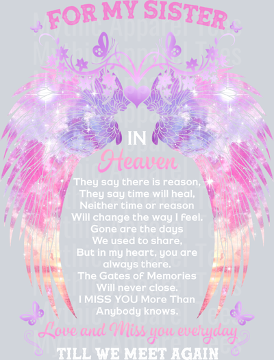For My Sister In Heaven Till We Meet Again DTF Memorial Transfers