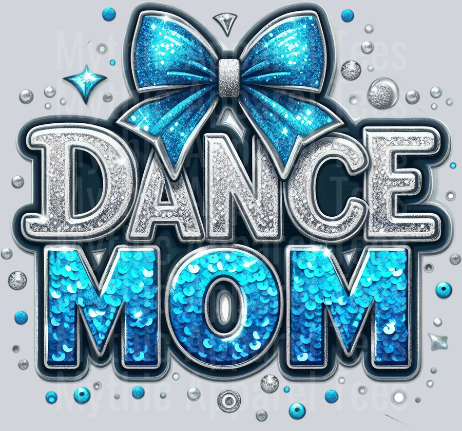 009 Dance Mom Sequins Lt Blue DTF Dance Mom Transfers