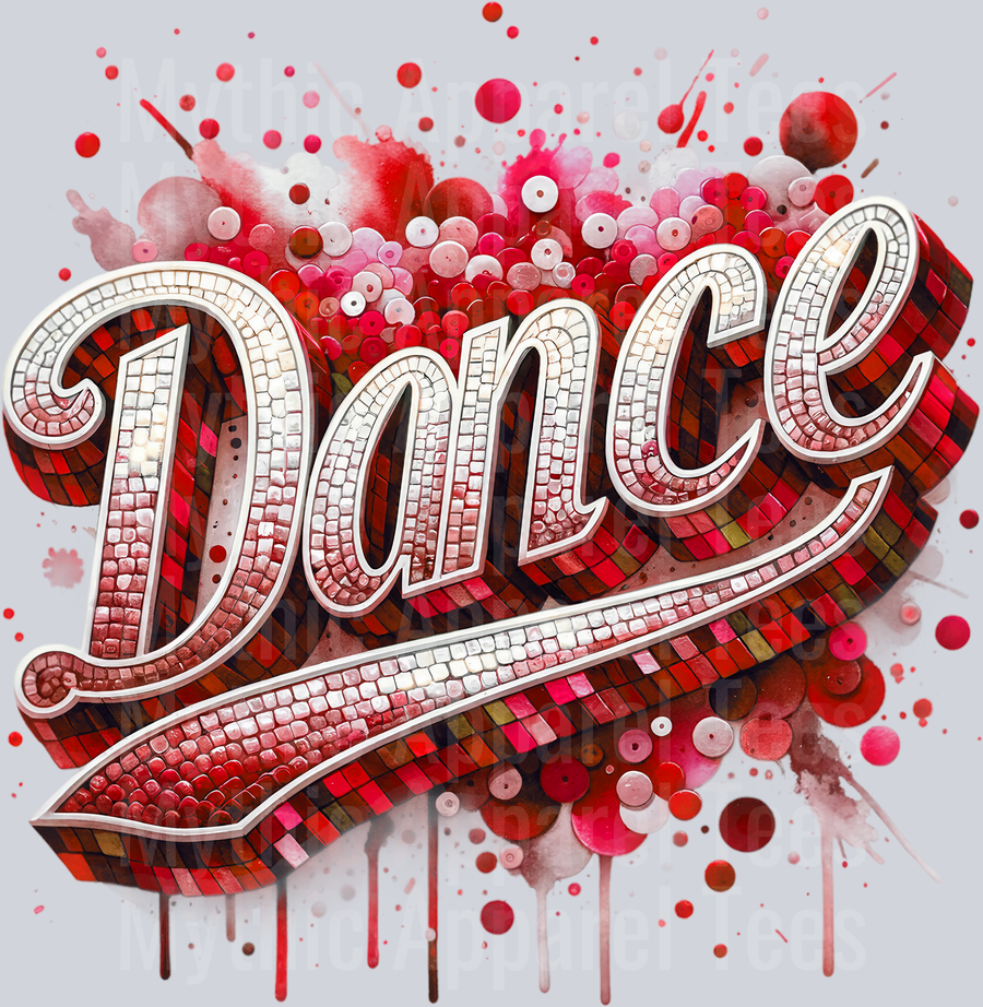 0020 Dance Sequin Red DTF Dance Swoosh Transfers