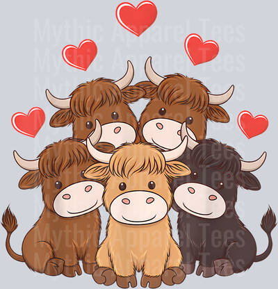 201 Cute Highland Cows Valentines Day Farmer Highland Cow T-Shirt
