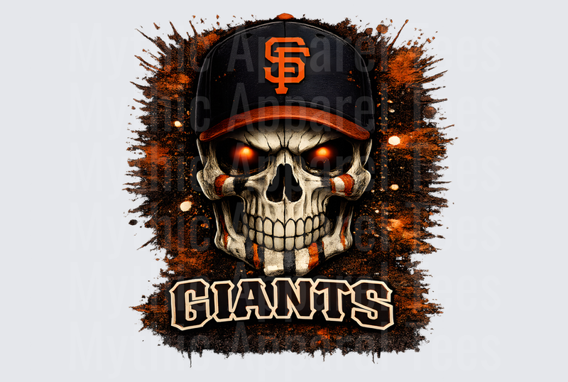 MLB Skulls San Francisco Giants Glowing Eyes Skull Splatter