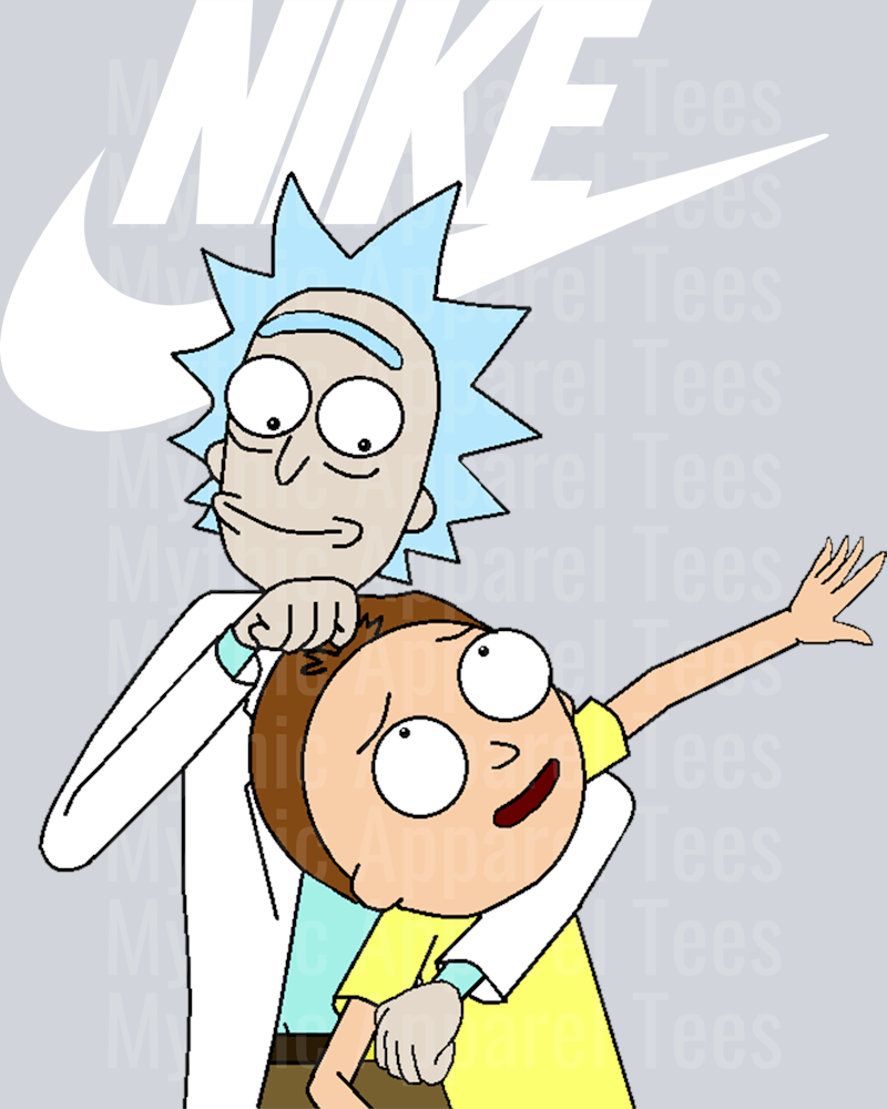 Rick and Morty Happy (haha) JUST DO IT DTF Nike Transfers