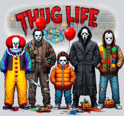 Scare town Horror Movie Characters Halloween DTF Thug Life Transfers