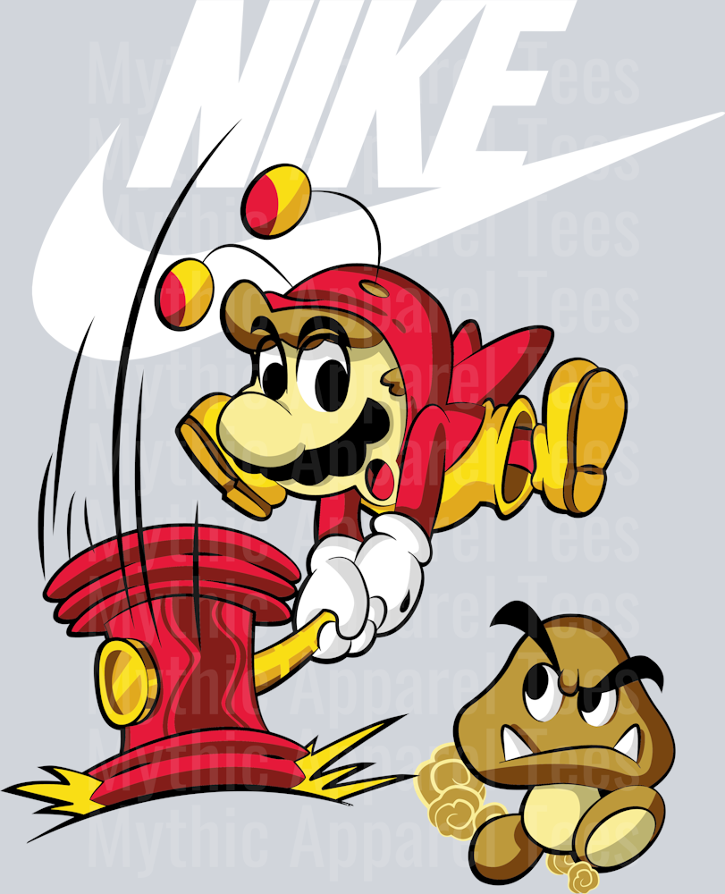 Mario with Hammer JUST DO IT DTF Nike Transfers