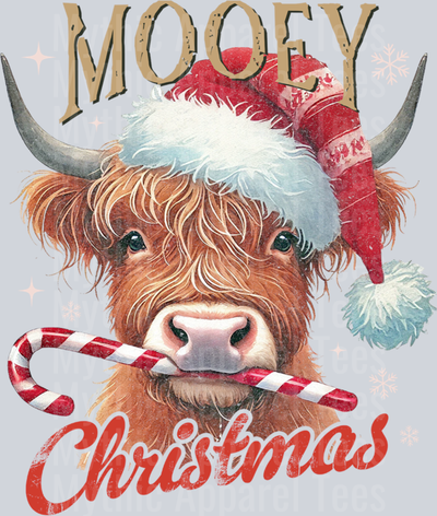 Mooey Christmas Highland Cow Design Xmas Cow Lover Funny Long Sleeve T-Shirt