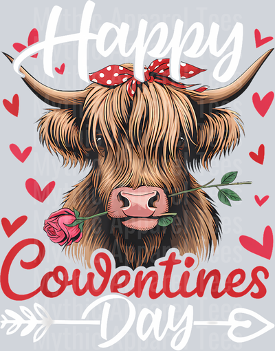 230 Happy Cowntines Day Highland Cow Valentines Day Cow Lovers T-Shirt