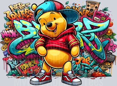Winnie The Pooh Graffiti DTF Pop Culture Transfers