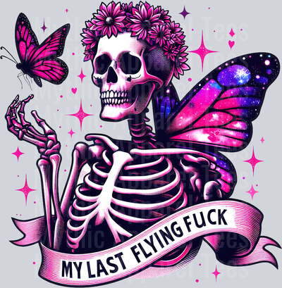 My last flying fuck butterfly and sparkles DTF Skull Transfers