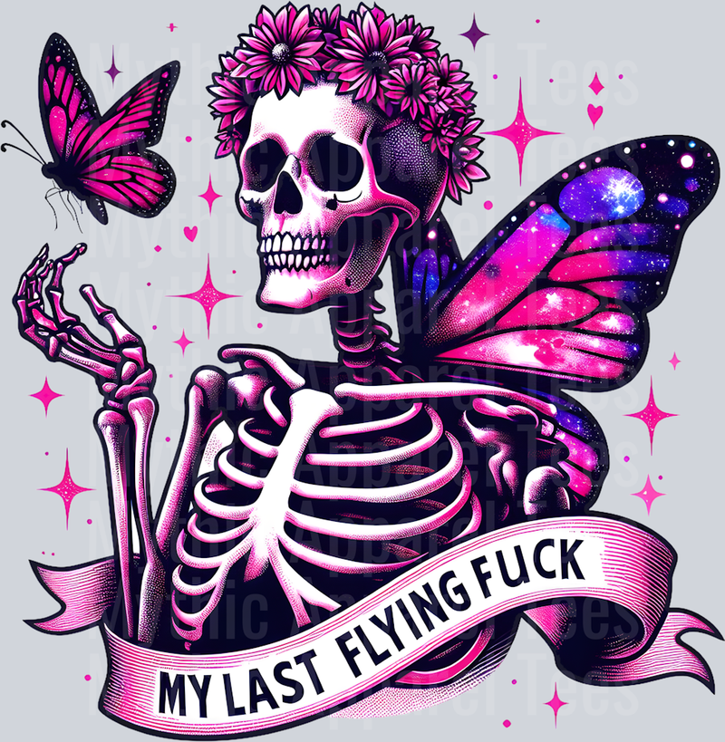 My last flying fuck butterfly and sparkles DTF Skull Transfers