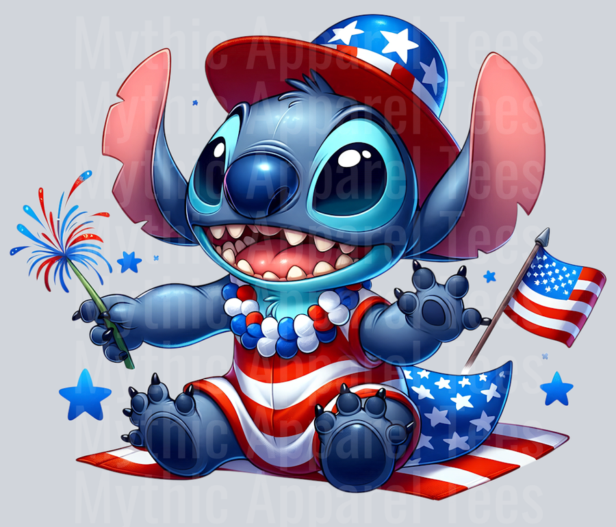 Stitch 4th Of July Patriotic 9 DTF Stitch 4th Of July Transfers