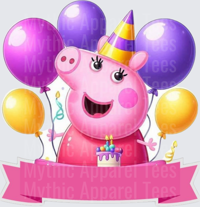 Peppa Pig Birthday Party Hat Balloons Cake Banner