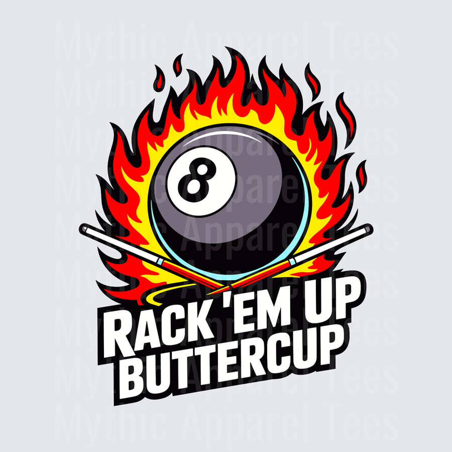 Flaming 8 Ball Crossed Pool Cues Rack Em Up Buttercup Billiards