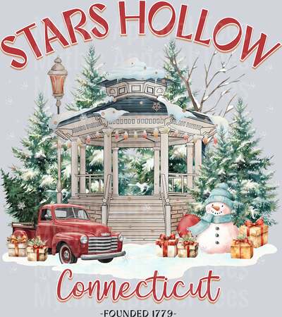 Stars Hollow Est 1779 Connecticut Christmas black text