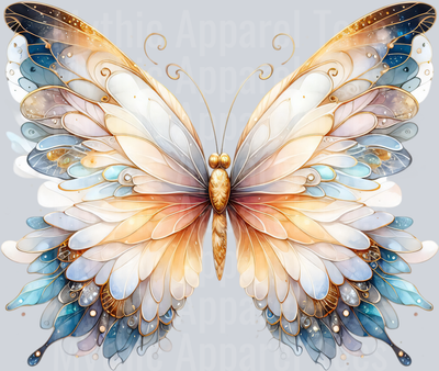 Yellow Gold White Pearl Watercolor butterfly DTF Butterfly Transfers