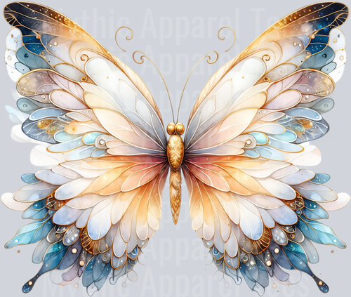 Yellow Gold White Pearl Watercolor butterfly DTF Butterfly Transfers