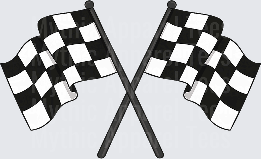 Crossed Black and White Checkered Racing Finish Line Flags