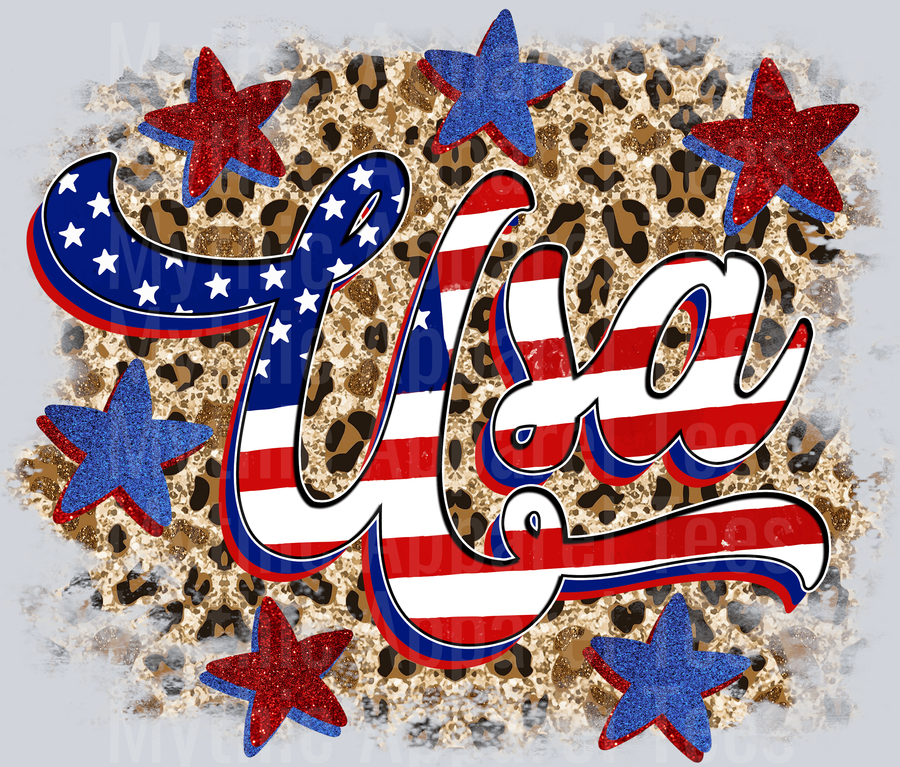 Usa Cheetah Stars and stripes 4th of July DTF Patriotic Transfers