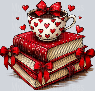 All Booked for Valentines Day Coffee Cup with Bow Style Combo Valentines Day Design