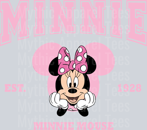 Minnie Mouse Pink words EST Classic Sweatshirt DTF Disney Transfers
