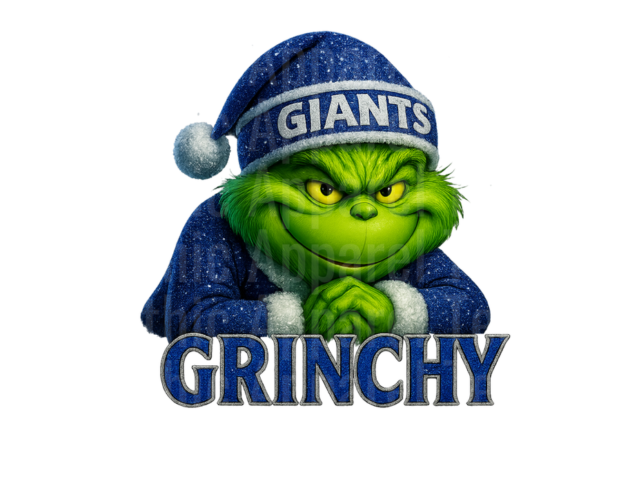NFL Football New York Giants Grinchy Christmas Grinch Santa Hat Holiday Design