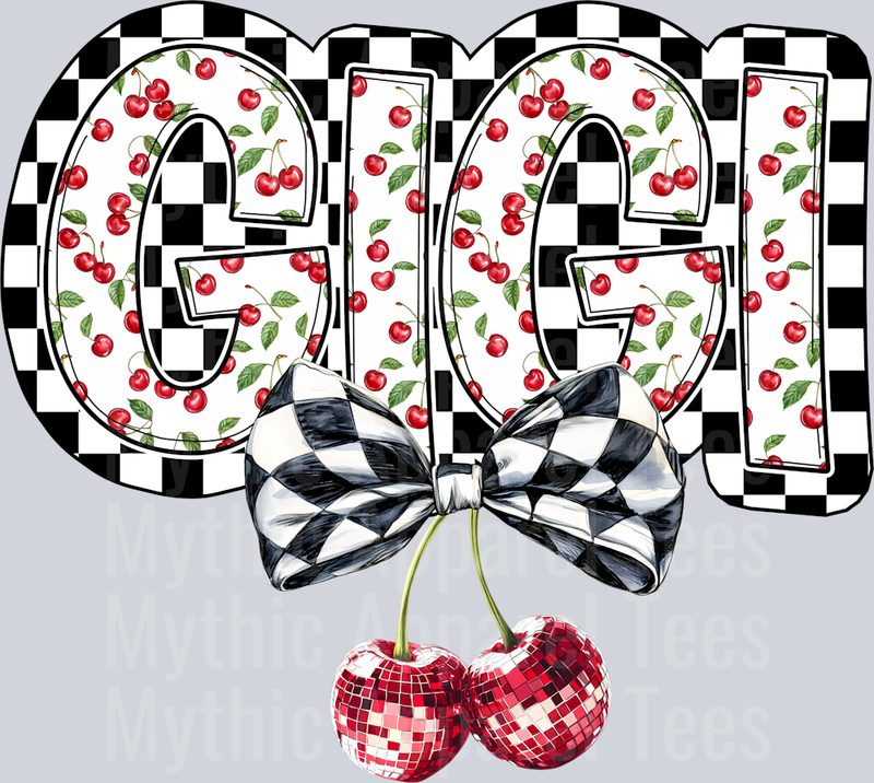 GiGi Cherries and Checkers DTF GiGi Transfers
