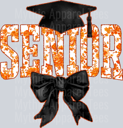 Orange Senior Hat College Font Floral Senior Graduation Design