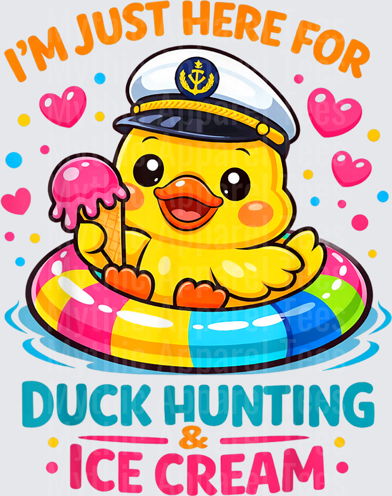 Jeep Ducks I'm Just Here For Duck Hunting & Ice Cream Rubber Duck Captain Float
