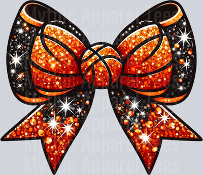 Basketball Bow Orange Rhinestone School Spirit & Sports