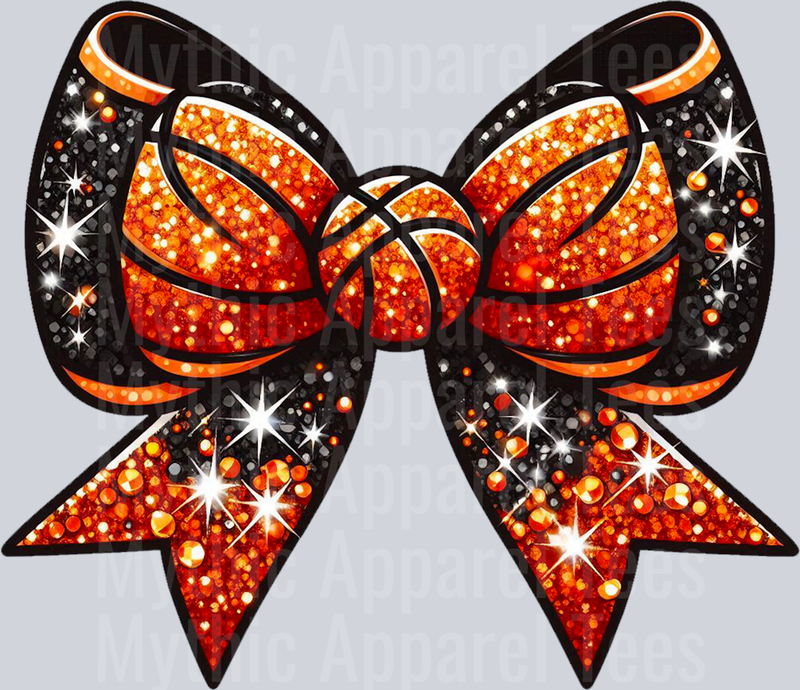 Basketball Bow Orange Rhinestone School Spirit & Sports