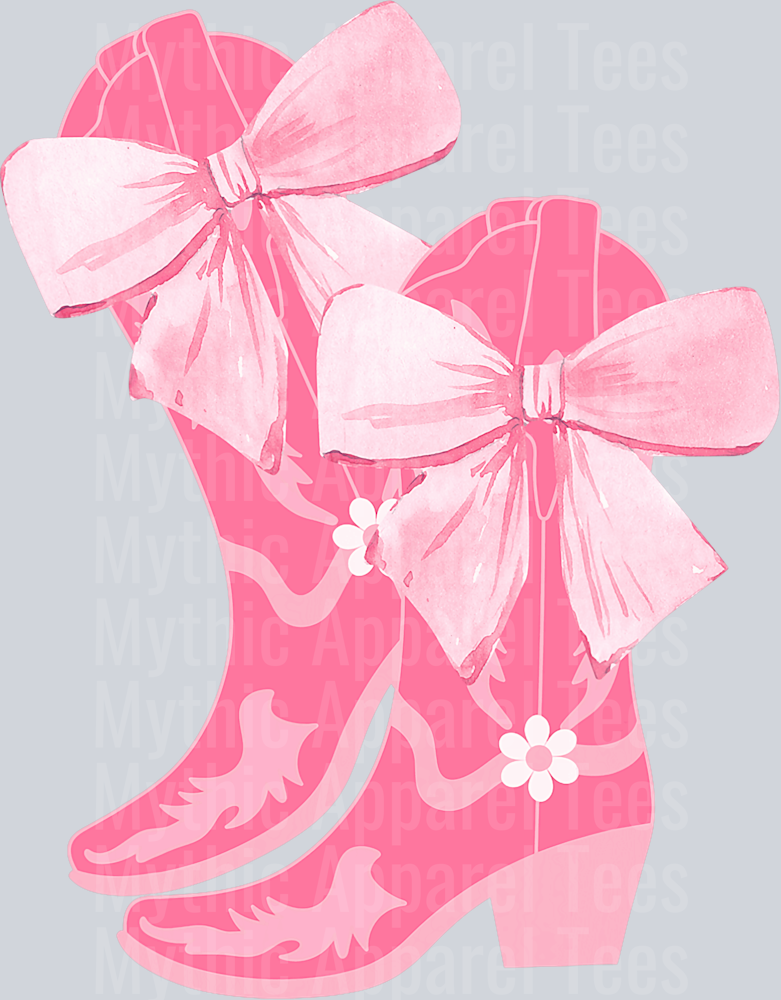 Pink boots with Big pink bow DTF Western Girl Transfers