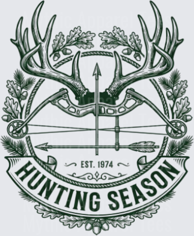 Hunting Season Est. 1974 Compound Bow Deer Antler Badge