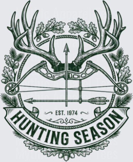 Hunting Season Est. 1974 Compound Bow Deer Antler Badge