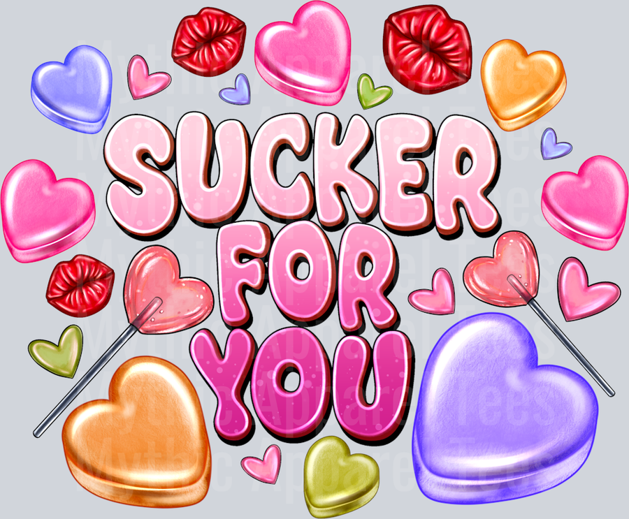 Sucker For You Hearts and kisses Valentines Day
