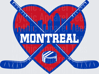 NHL Teams Montreal Canadiens Hockey Heart Skyline Crossed Sticks
