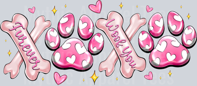 Xoxo Furever Woof You Valentines Day Dog Paw Prints