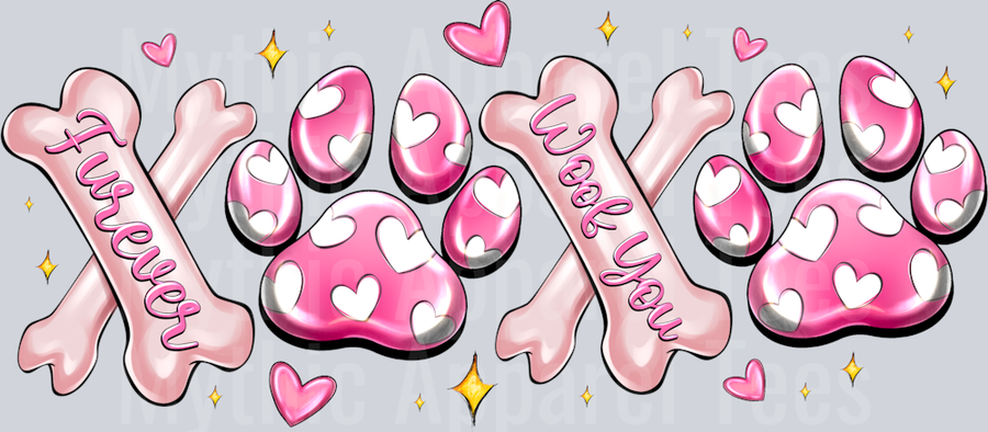Xoxo Furever Woof You Valentines Day Dog Paw Prints