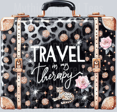 Travel is my Therapy Jeweled suitcase DTF Travel Transfers
