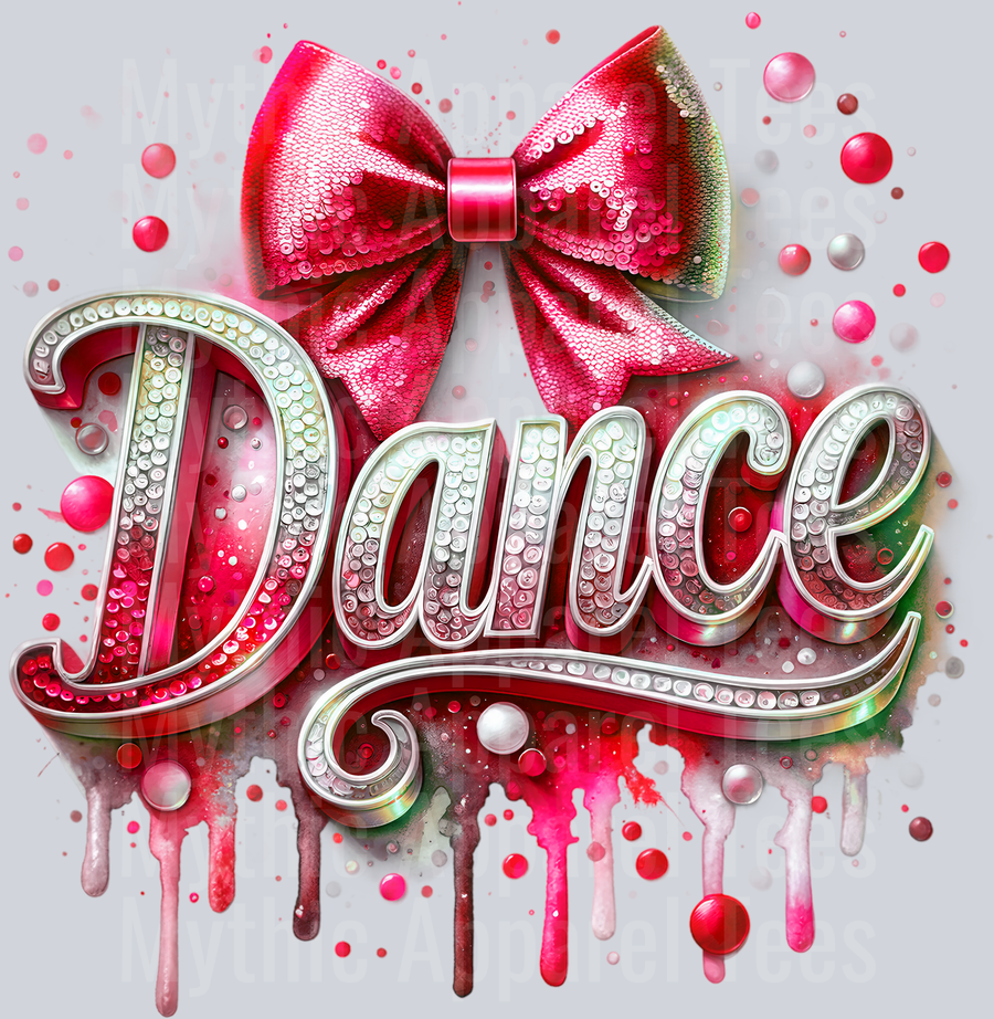 0018 Dance Sequins Red DTF Dance Swoosh Transfers