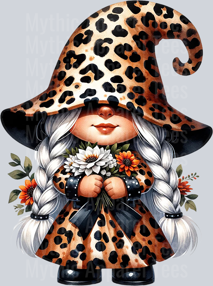 3 Gnome Girl Leopard Print Adorable DTF Gnome Transfers