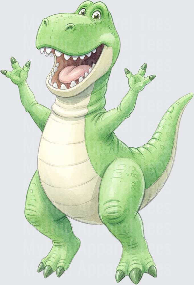Toy Story 5 Rex Happy Roaring Green Dinosaur Watercolor Art